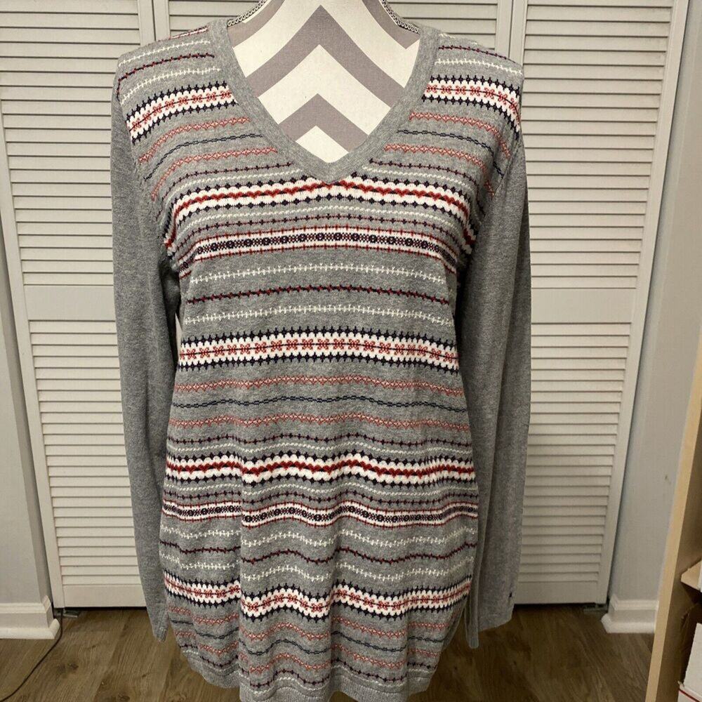 TOMMY HILFIGER Boat Neck Multicolor Aztec Pullover Sweater Women's Size Large